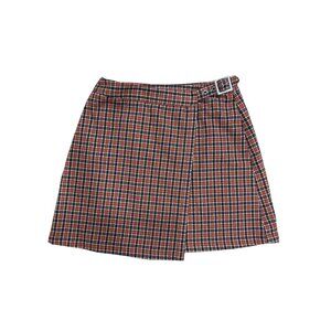 John Galt Brandy Melville Rust Plaid Adjustable Mini Skirt One Size